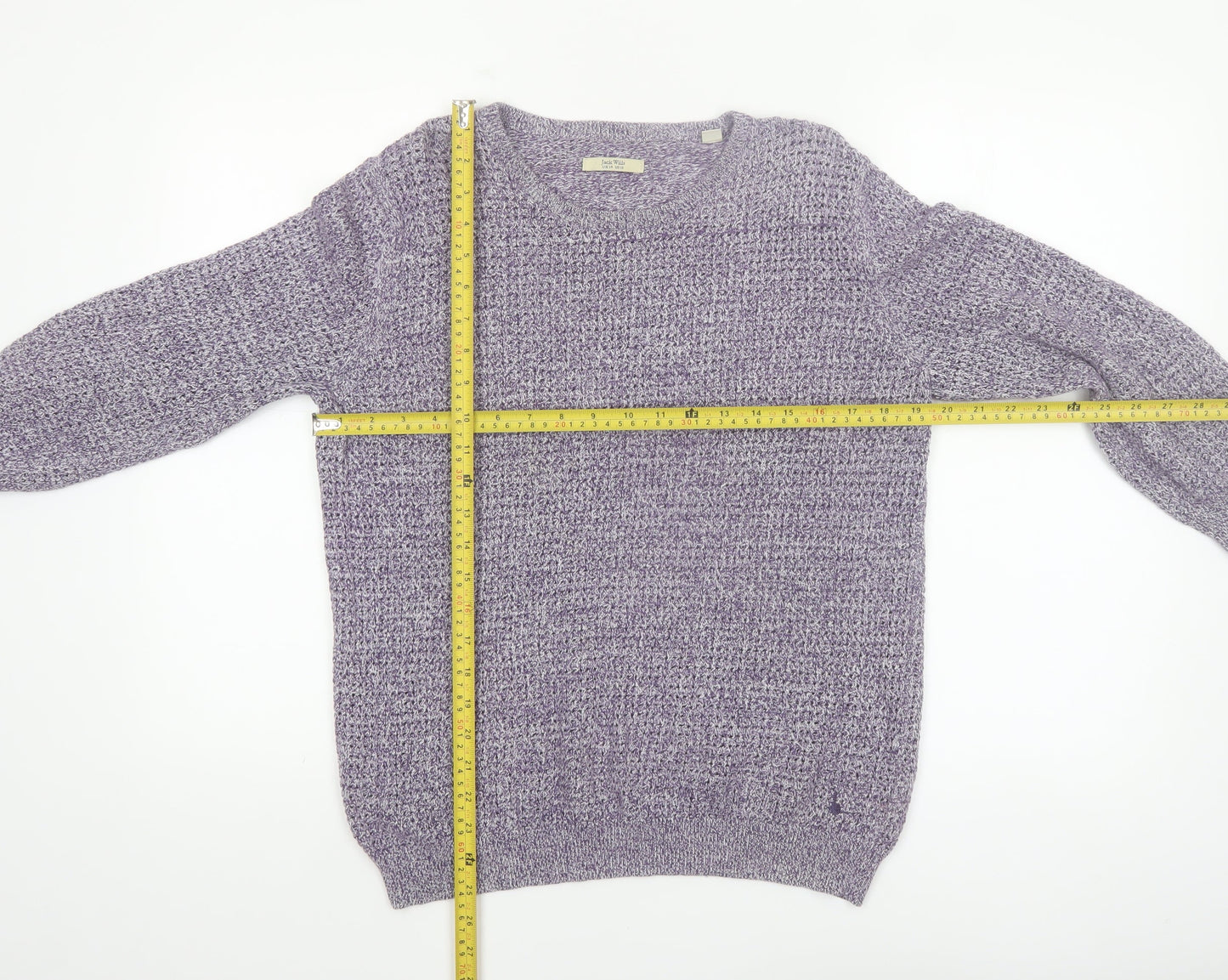 Jack Wills Womens Purple Cotton Knit Crew Neck Jumper UK 14