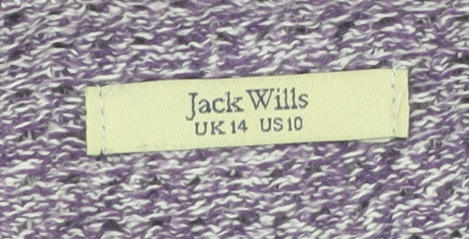 Jack Wills Womens Purple Cotton Knit Crew Neck Jumper UK 14