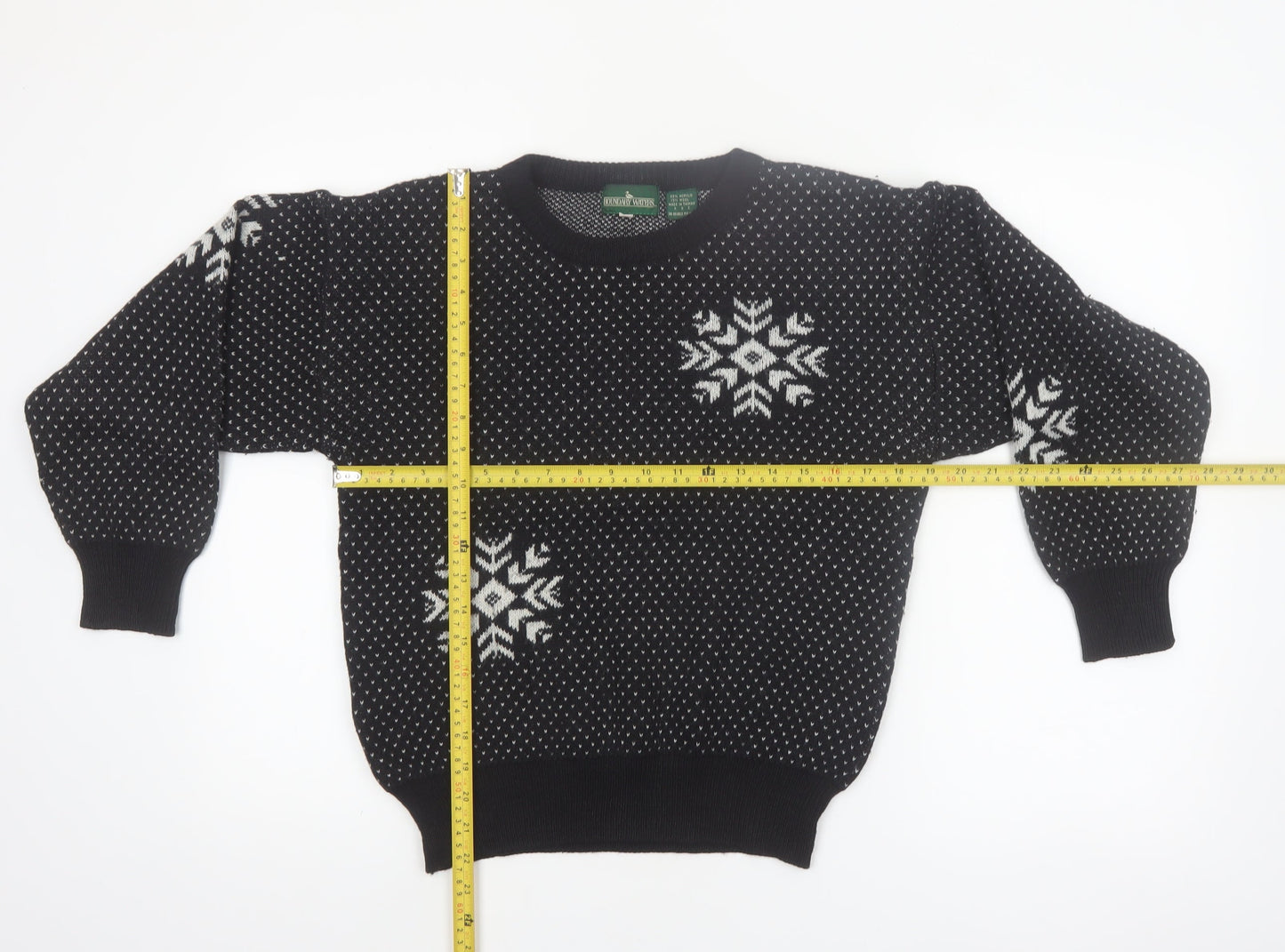 Boundary Waters Womens Black Fair Isle Wool Blend Jumper Size S