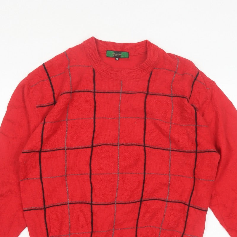 Additional view of Romina Limited Edition Men's Red Check Pattern Cable Knit Jumper M