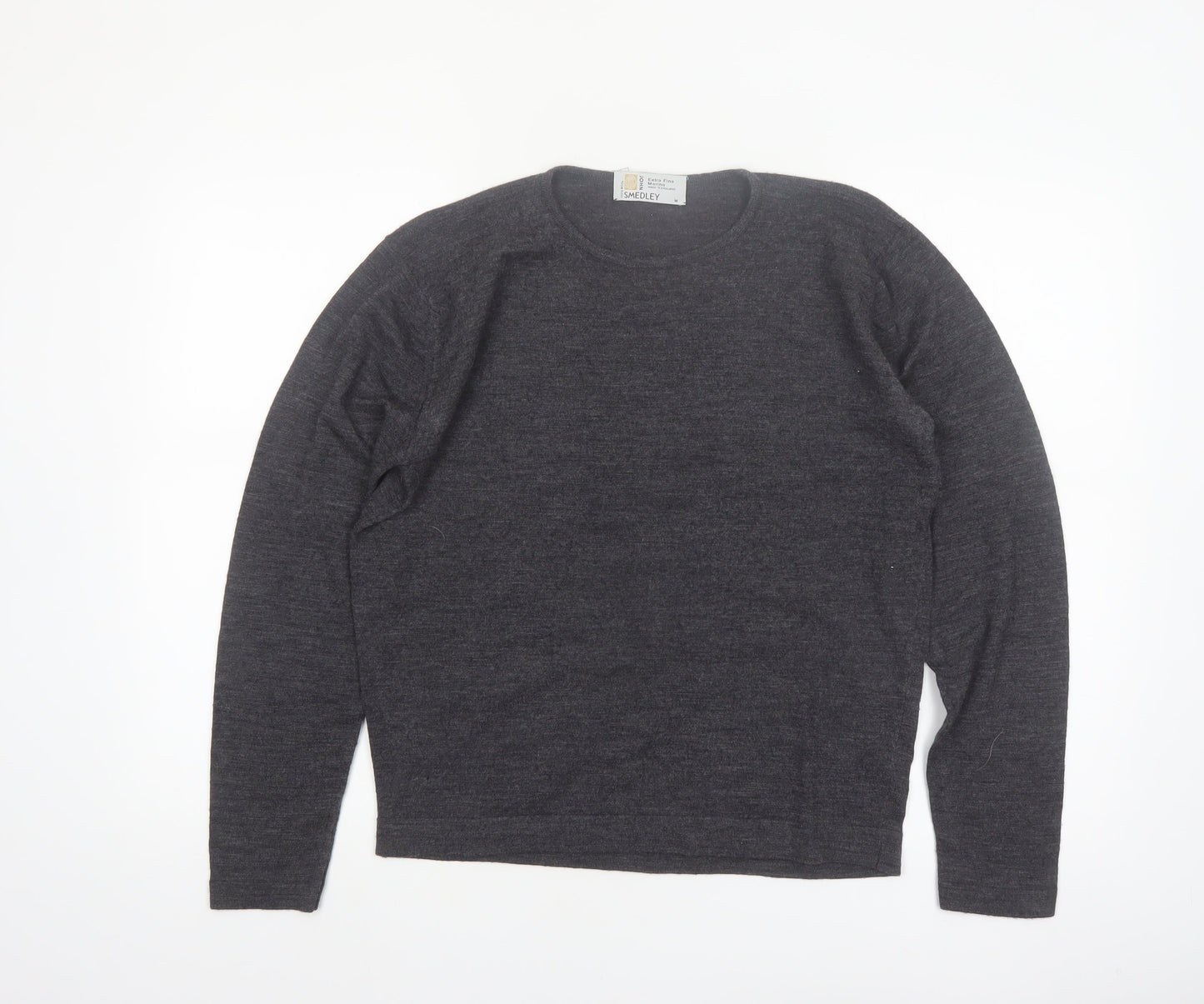 John Smedley Women's Grey Merino Wool Crew Neck Pullover Jumper M