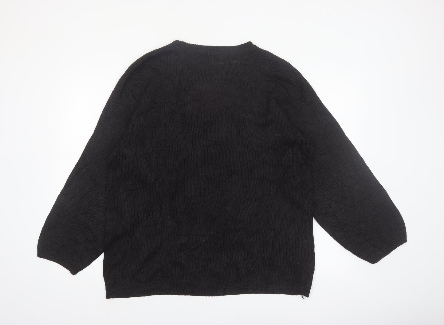 Victoria Harbour Women’s Black Sequin Embroidered Jumper L Classic Retro