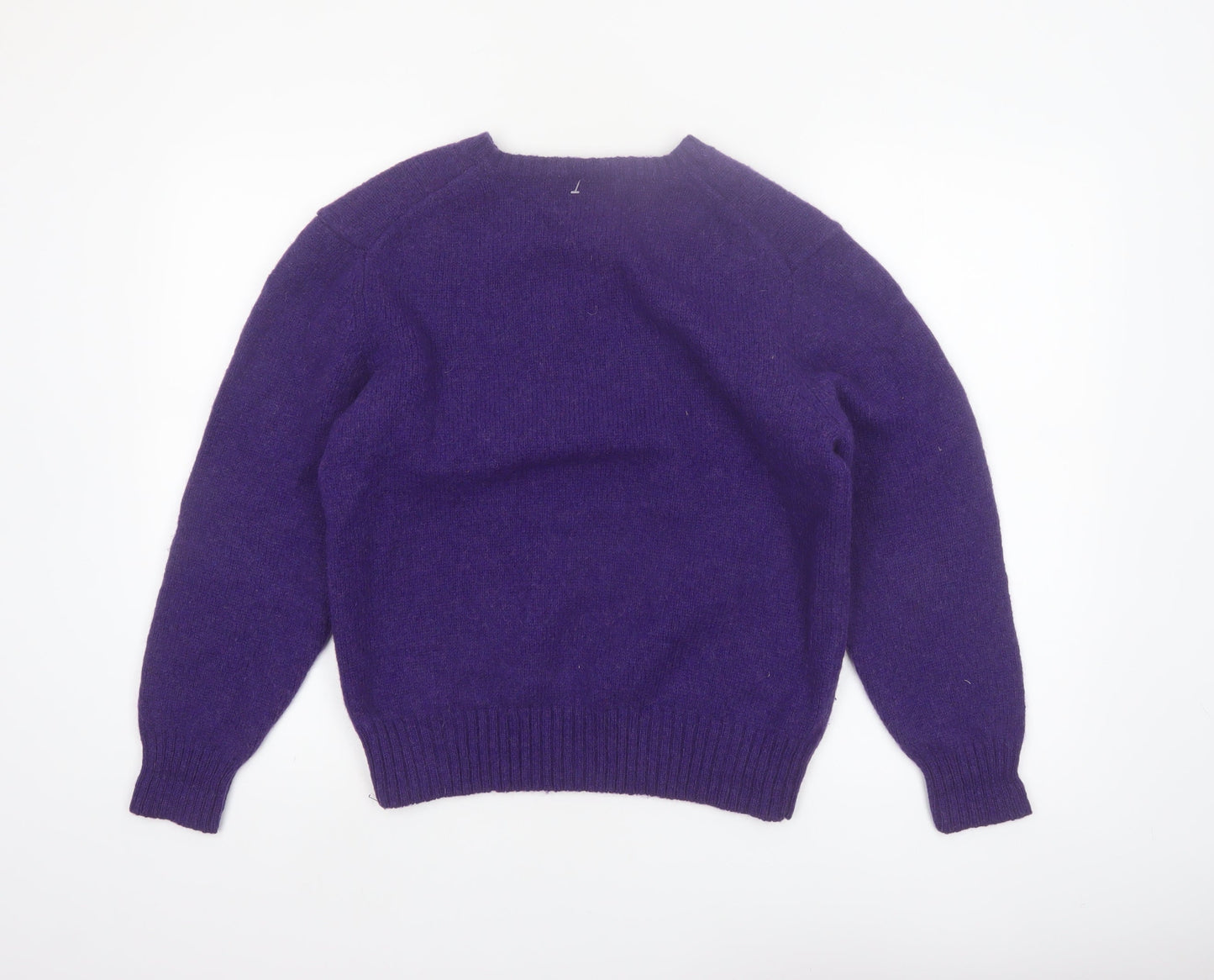 Daniel Cremieux Women's Purple Wool V-Neck Jumper Size L