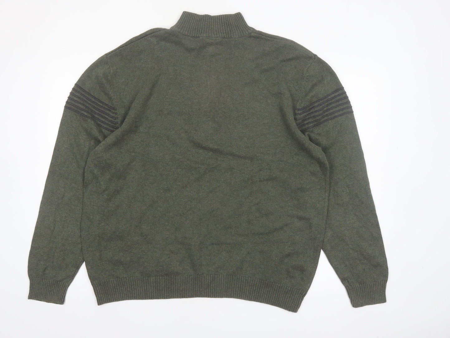 Redhead Men's Green XL 1/4 Zip High Neck Cotton Jumper
