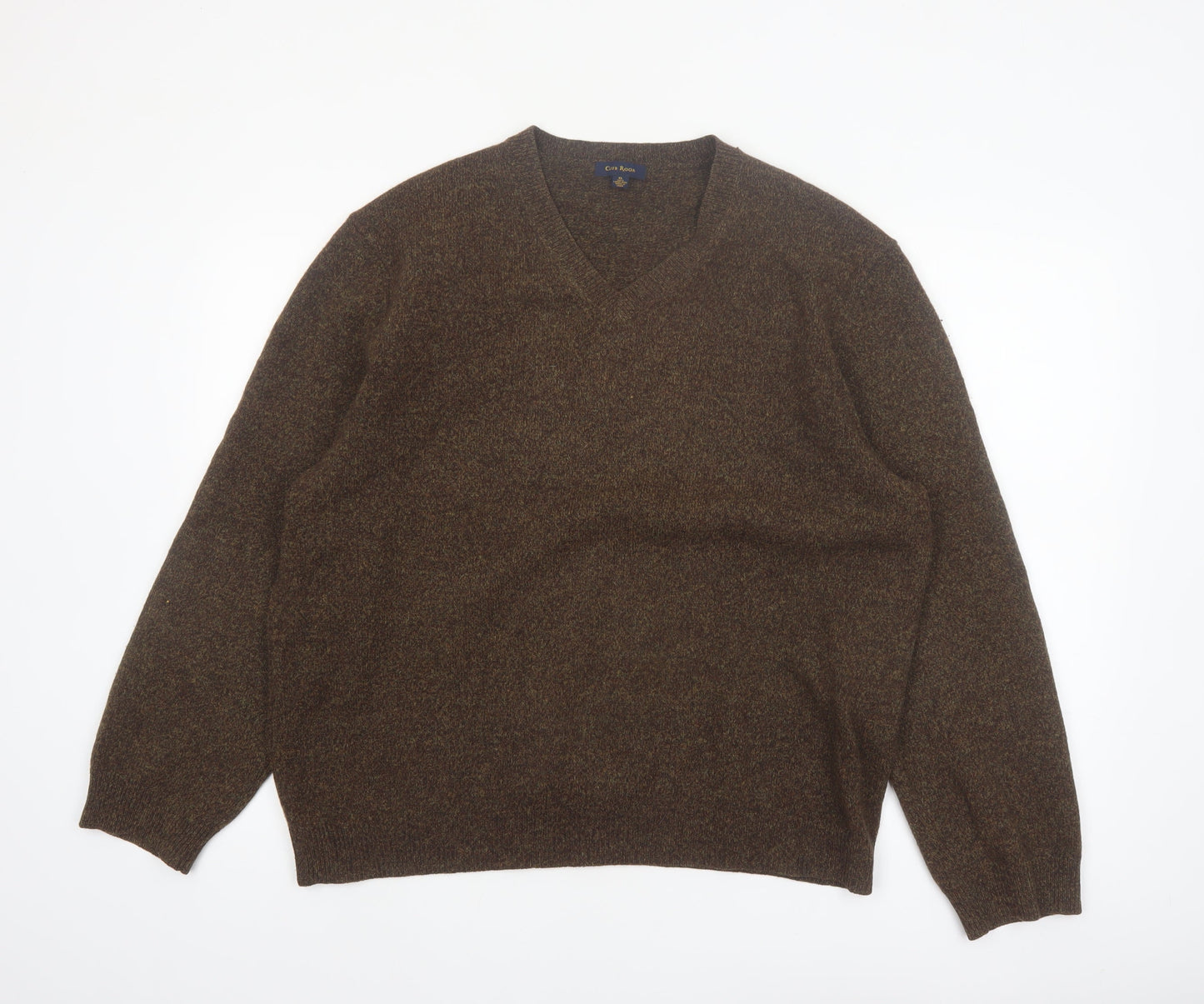 Club Room Men's Brown Lambswool V-Neck Jumper XL