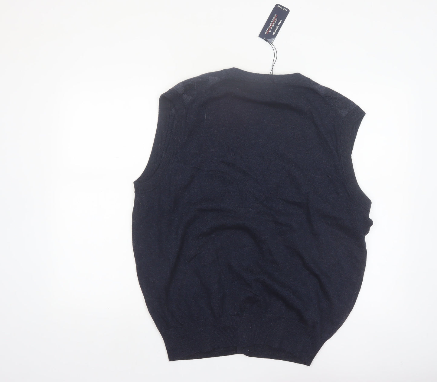 Roundtree & Yorke Men's Blue Argyle Sleeveless Cardigan Vest L