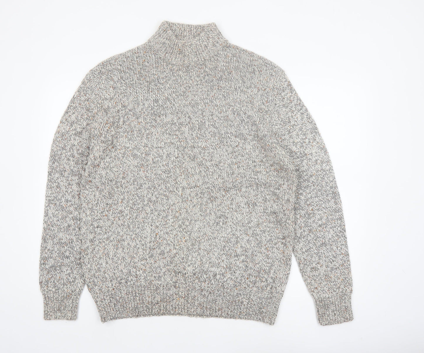 Next Men's Grey Roll Neck Chunky Knit Jumper XL Cotton Blend