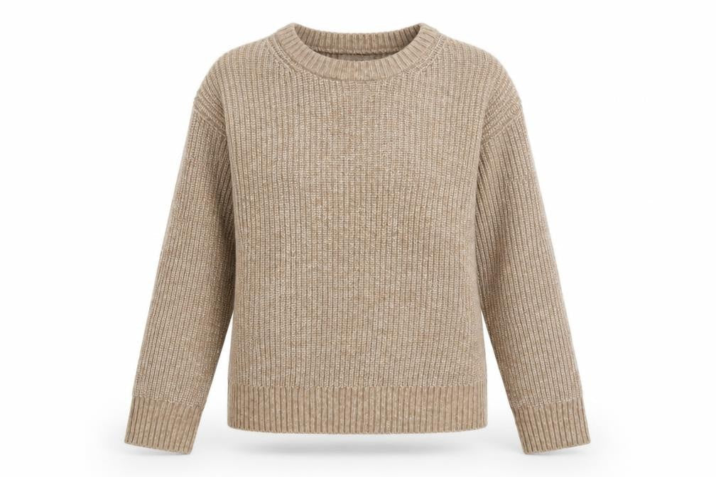 Marks & Spencer Women Beige XS Chunky Knit Crew Neck Jumper