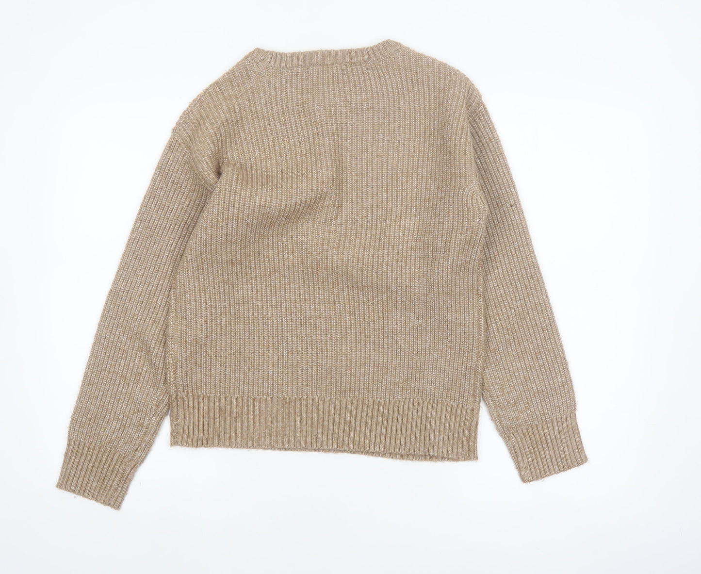 Marks and Spencer Women Beige XS Chunky Knit Crew Neck Jumper