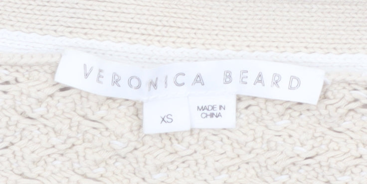 Veronica Beard Women Beige XS Cable-Knit Cotton Cardigan Jumper