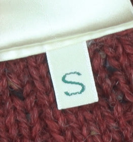 Kilronan Knitwear Women's Red Wool Cable Knit Collared Cardigan S