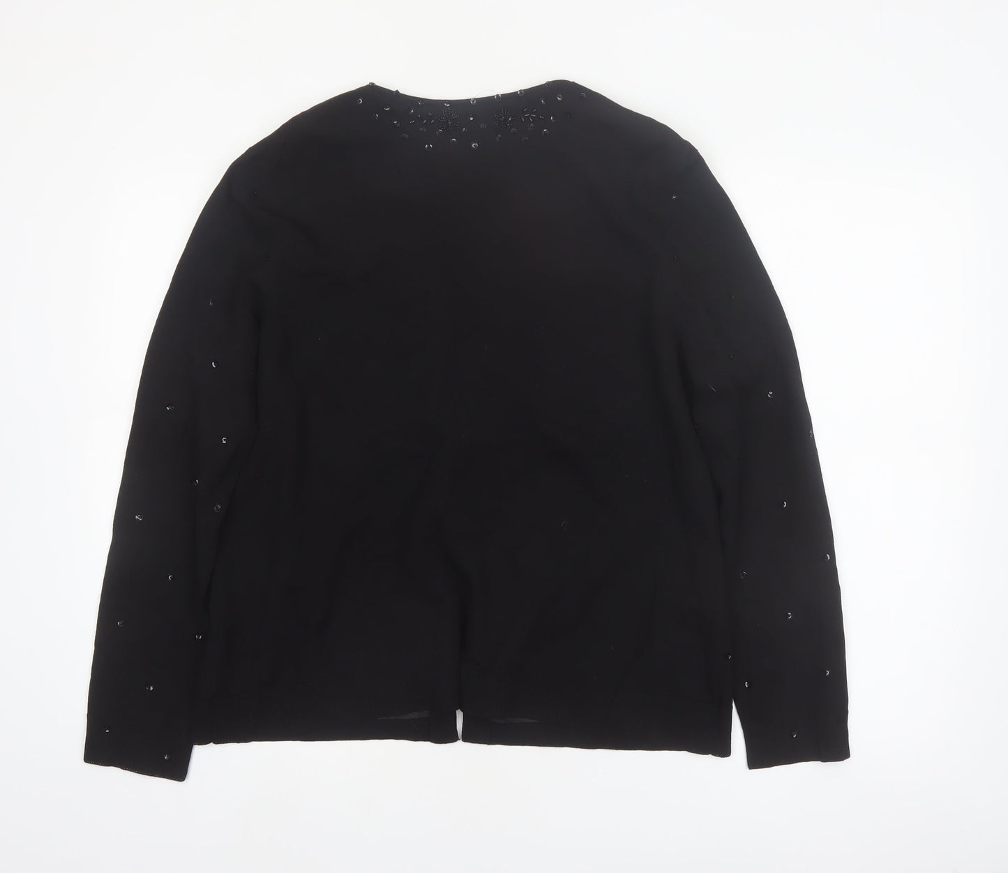 Nygard Collection Women's Black Beaded Cardigan L Silk Blend
