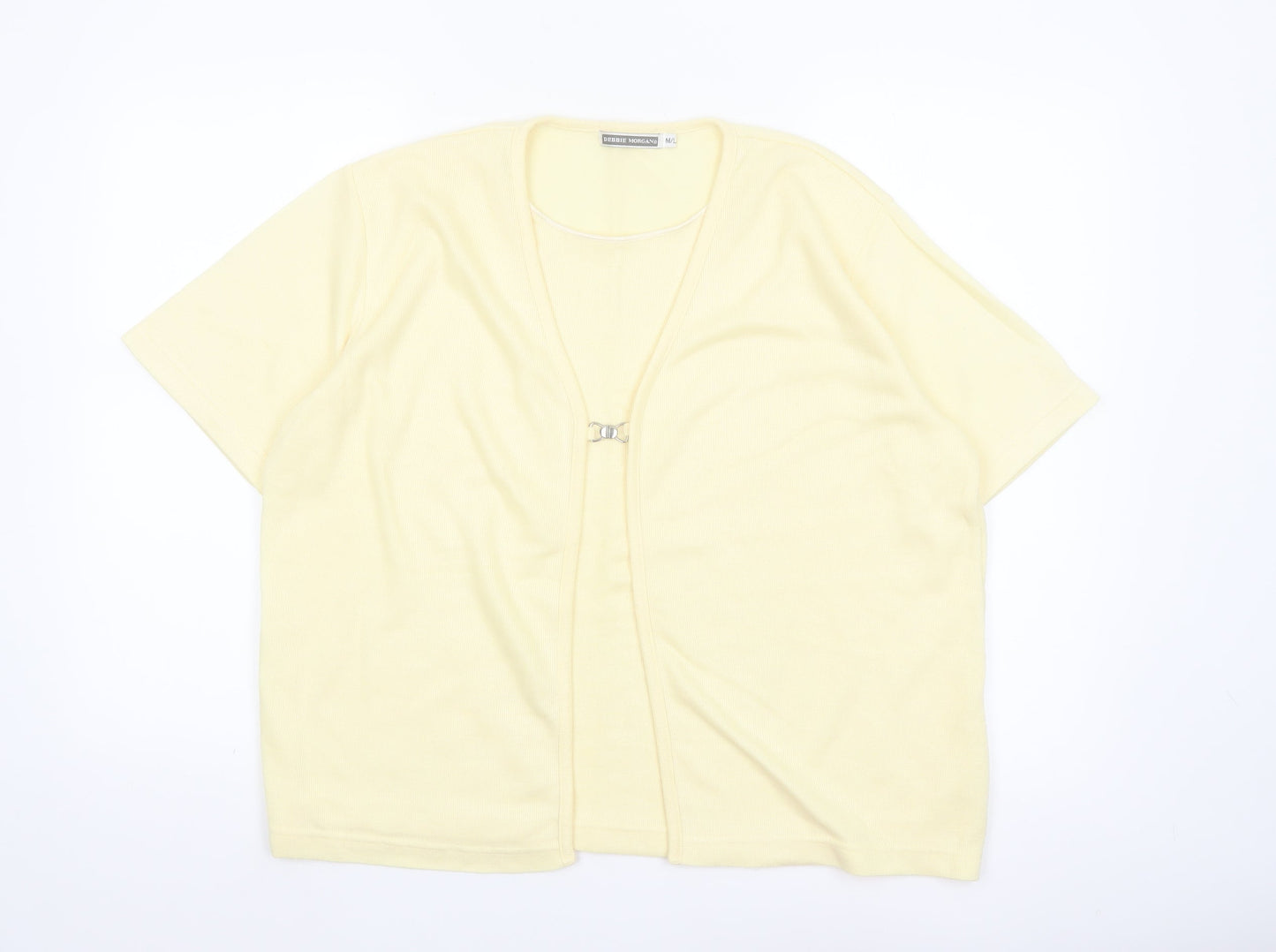 Debbie Morgan Women’s Yellow Short Sleeve V-Neck Cardigan M