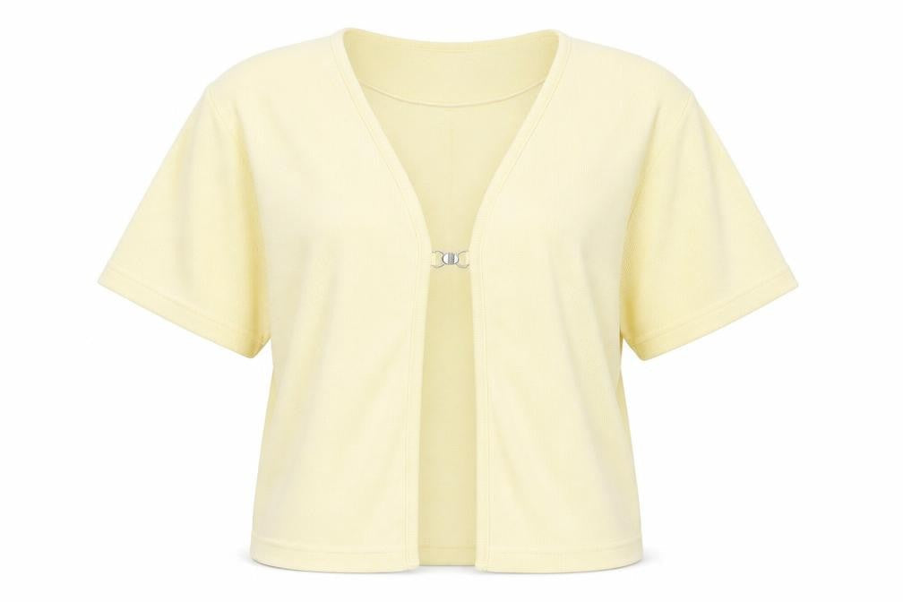 Debbie Morgan Women’s Yellow Short Sleeve V-Neck Cardigan M