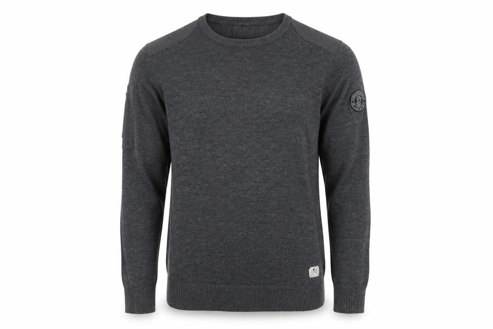 Crosshatch Men Grey Crew Neck Knit Pullover Jumper Size M