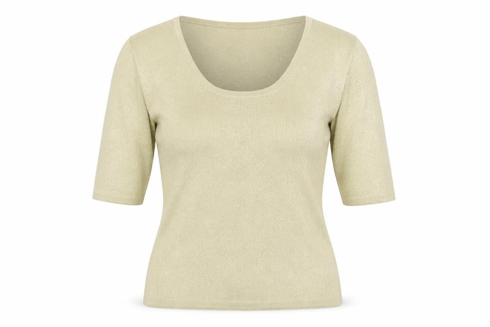 Joseph A. Women's Gold Silk Blend 3/4 Sleeve Scoop Neck Pullover Jumper M