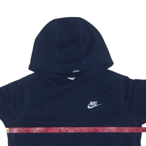 Nike Boys Blue Fleece Pullover Hoodie XL 158-170cm Logo Hooded Sweatshirt