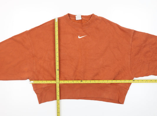 Nike Womens Rust Orange Crew Neck Pullover Sweatshirt XS