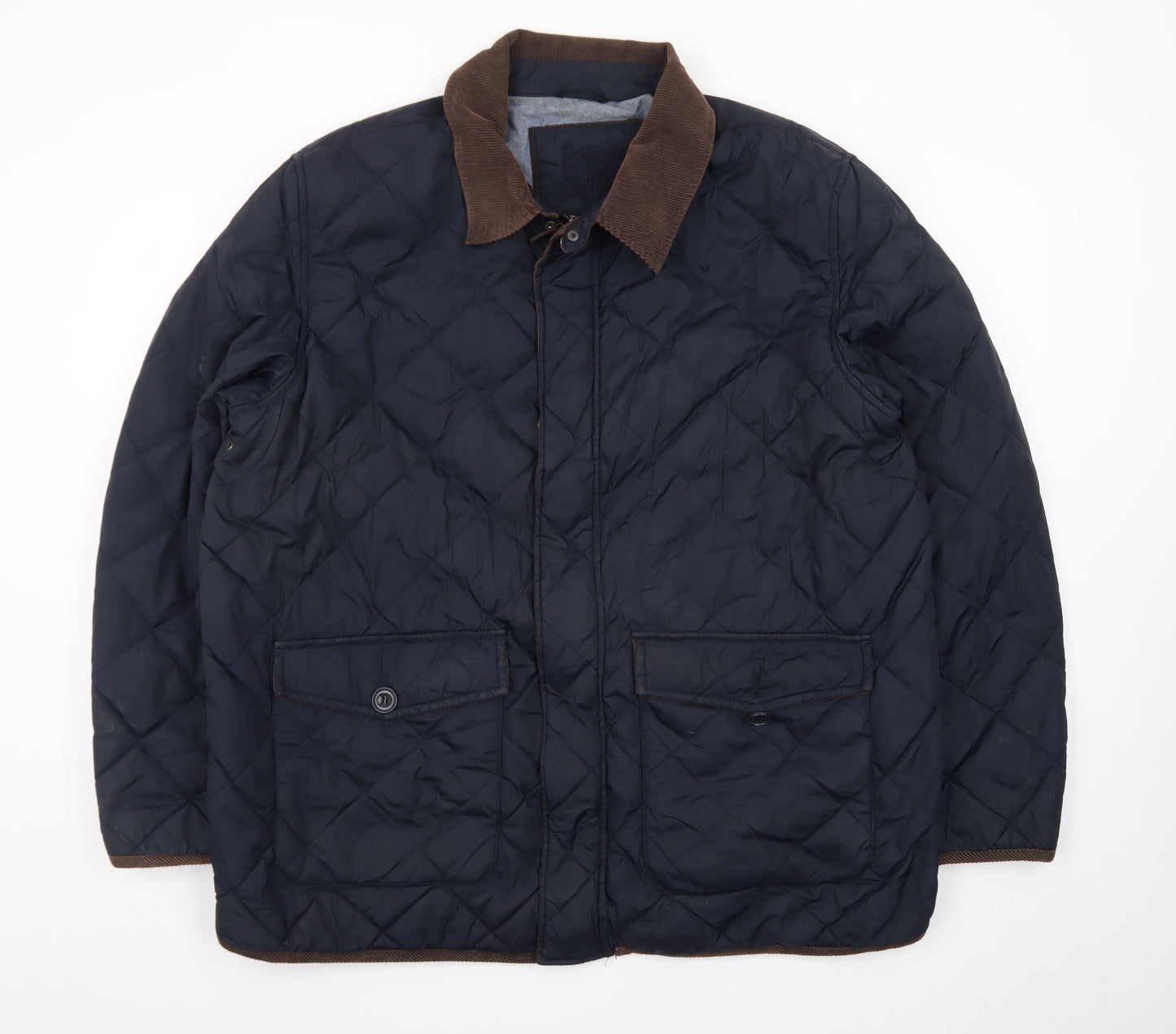 Austin Reed Men’s Blue Quilted Mid-Length Jacket 2XL Nylon