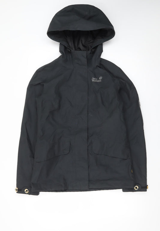 Jack Wolfskin Women’s Black Waterproof Hooded Rain Jacket Size 10