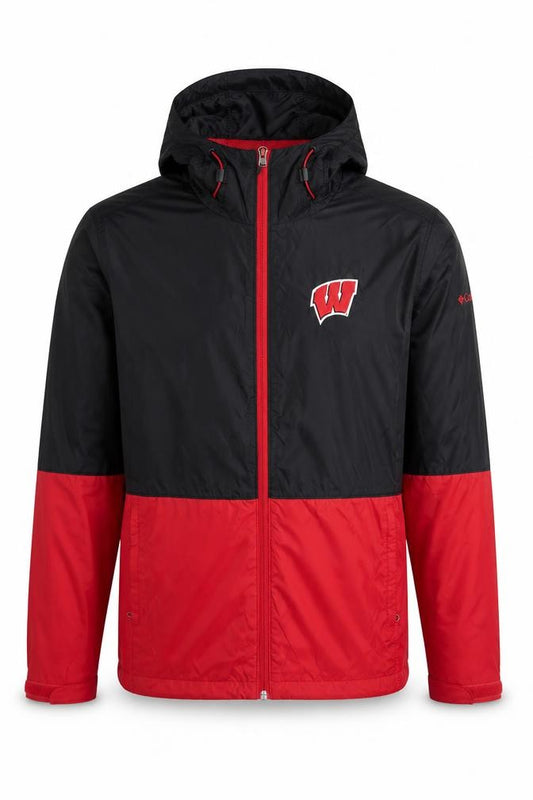 Columbia Men's Black Red Hooded Windbreaker Jacket Size S