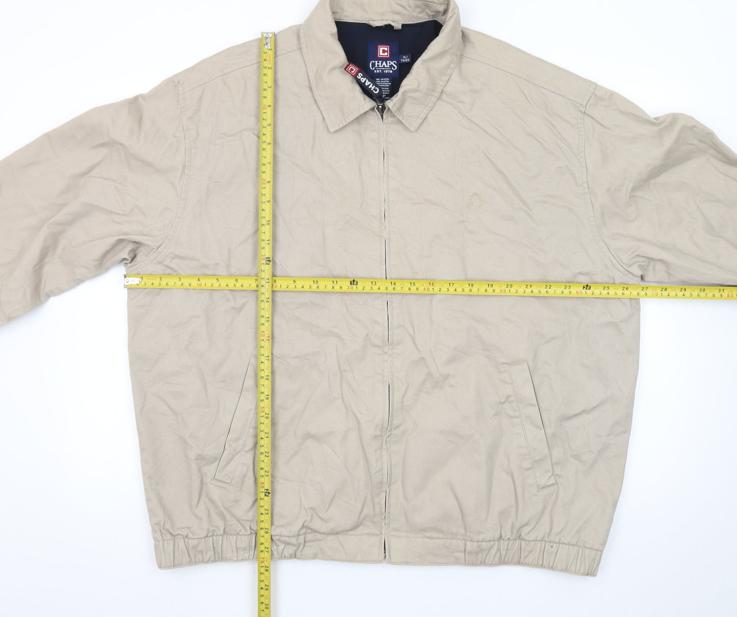 Chaps Men's Beige Cotton XL Twill Full Zip Casual Jacket