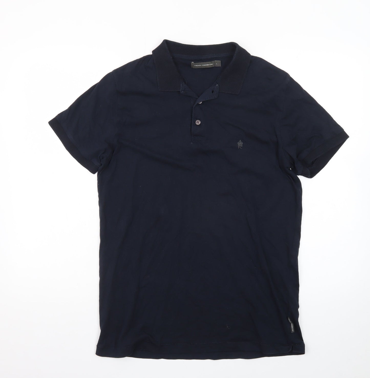 French Connection Men's Blue Cotton Polo Shirt Size L
