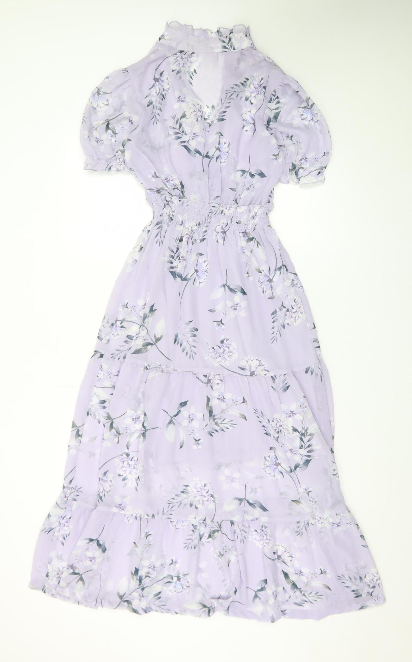 Kate-Lily Women’s Purple Floral Midi A-Line Dress Size 6