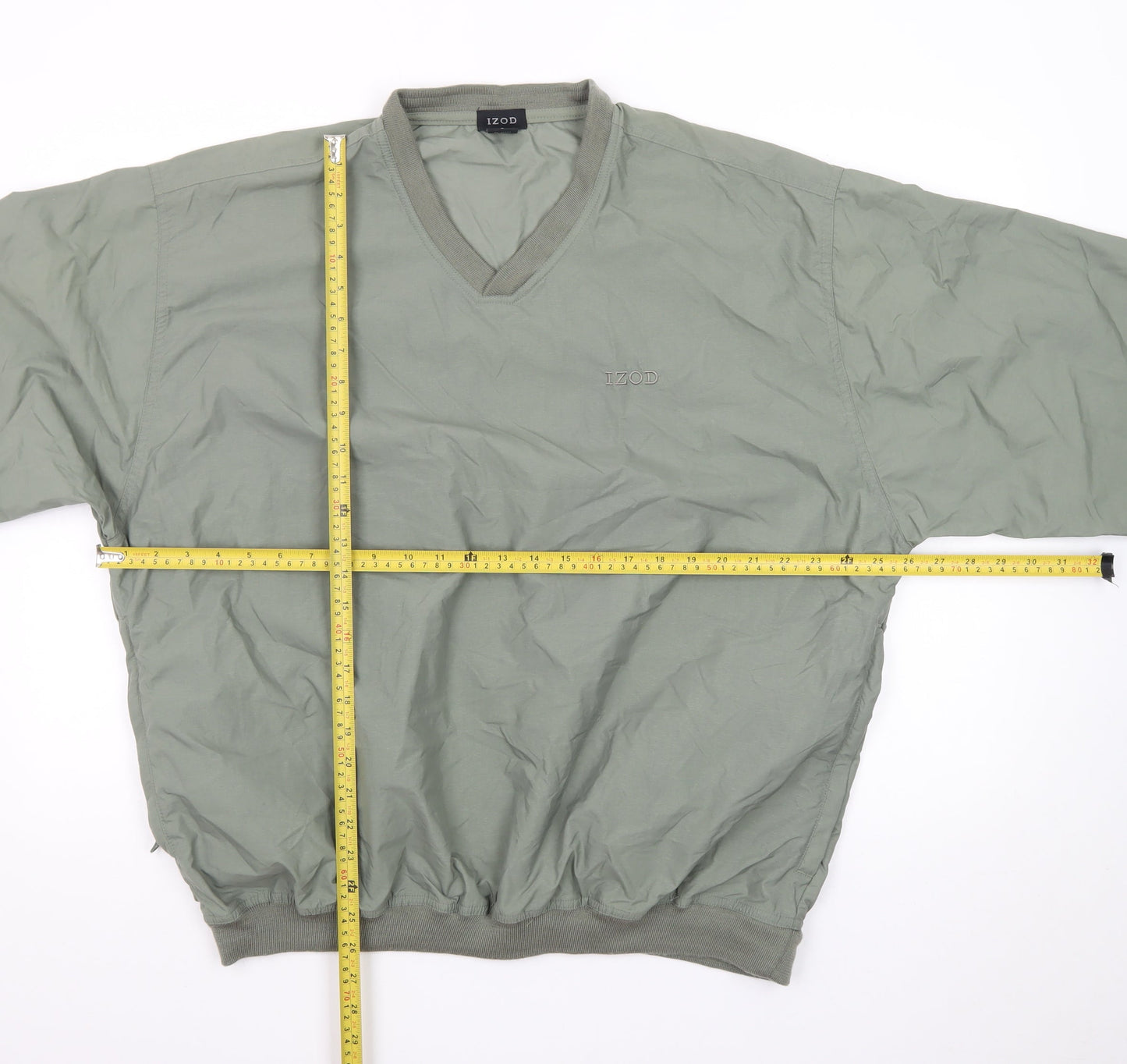 IZOD Men's Green V-Neck Nylon Pullover Sweatshirt Size L