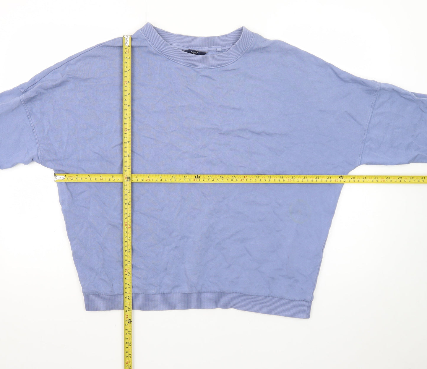 Next Women Blue Cotton Crew Neck Pullover Sweatshirt M