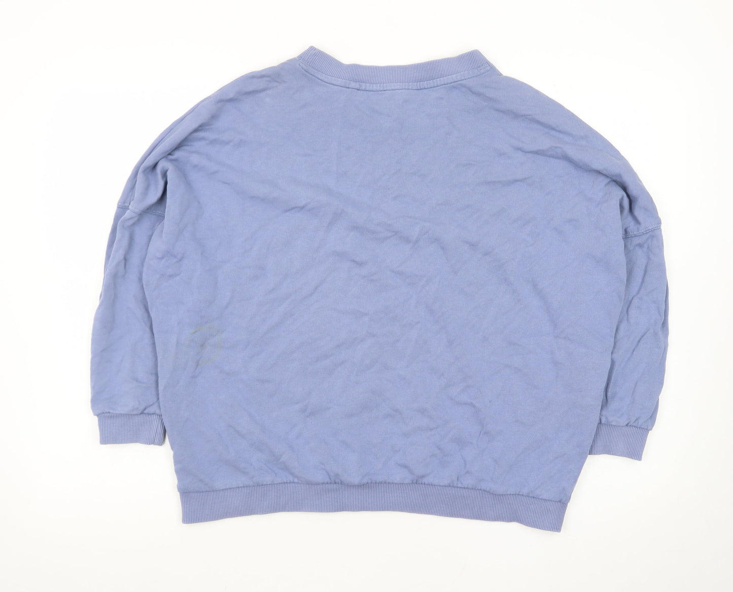 Next Women Blue Cotton Crew Neck Pullover Sweatshirt M