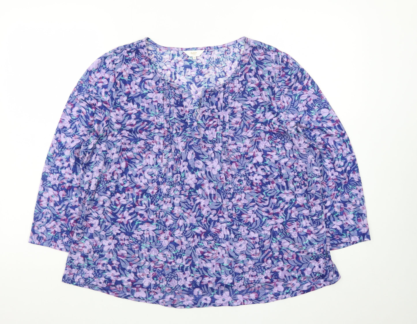 Cotton Traders Women's Multicoloured Floral Tunic Blouse Size 18