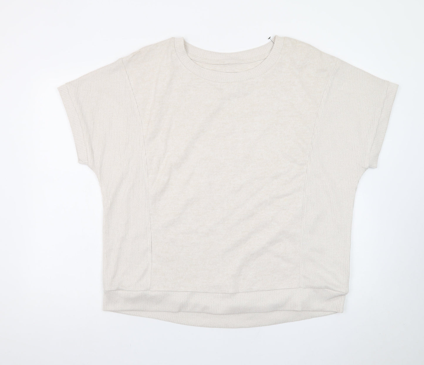 Peacocks Women's Beige Short Sleeve Knit Pullover Jumper Size 18-20