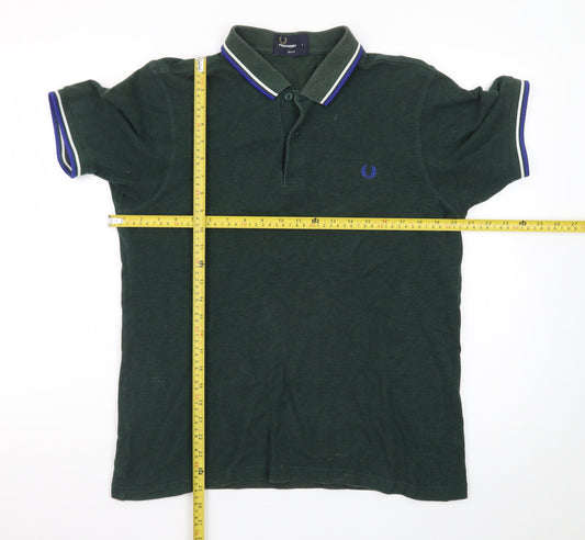 Fred Perry Men's Green Cotton Slim Fit Polo Shirt Size L