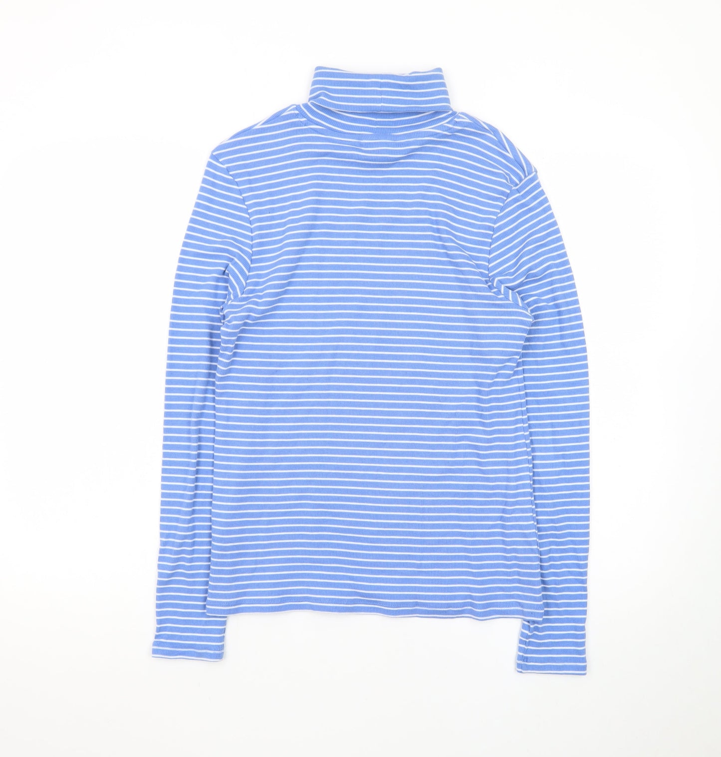 Marks and Spencer Women’s Blue Striped Roll Neck Long Sleeve Top Size 12