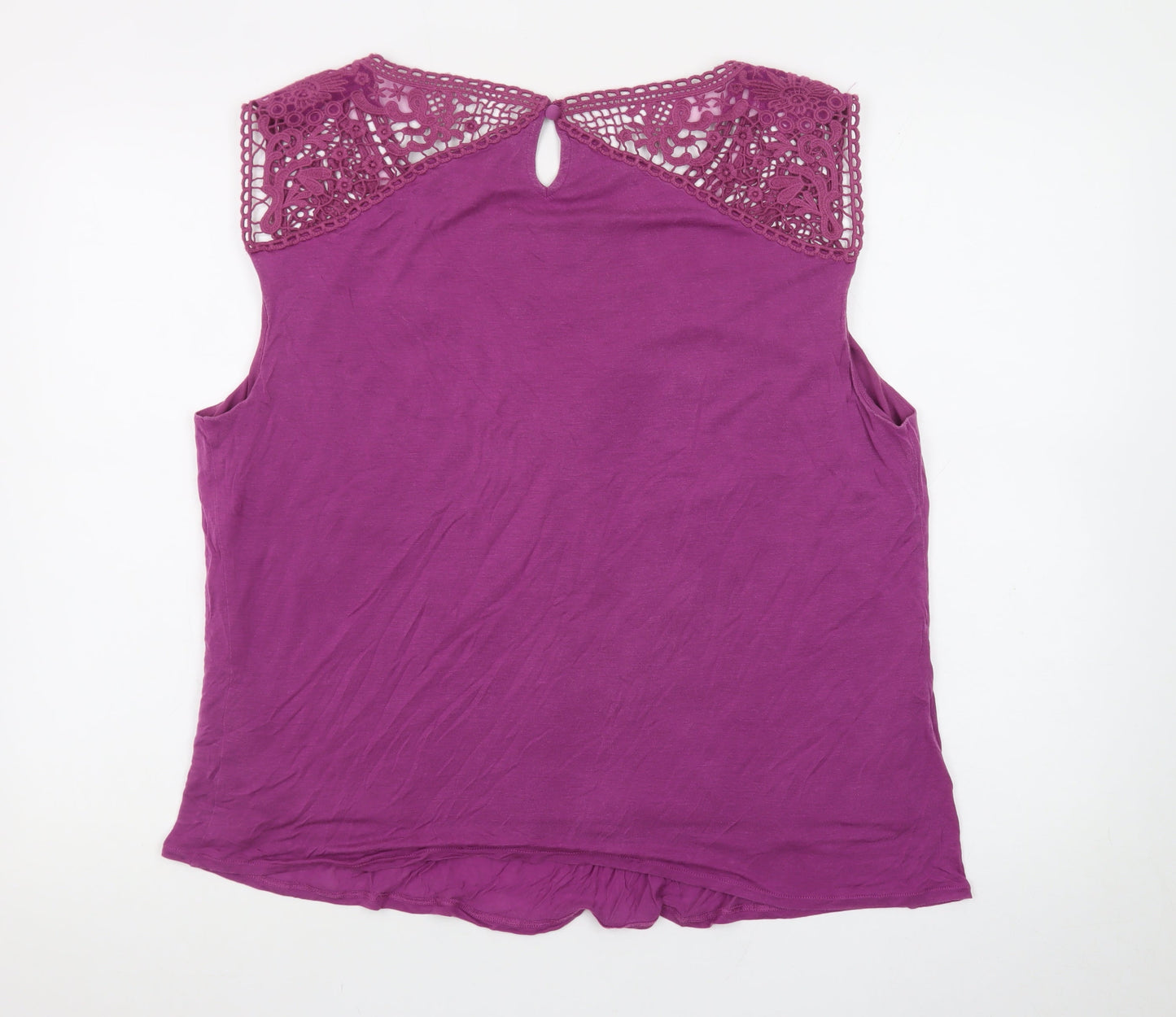 Boden Women’s Purple Crochet Sleeveless Blouse Size 12