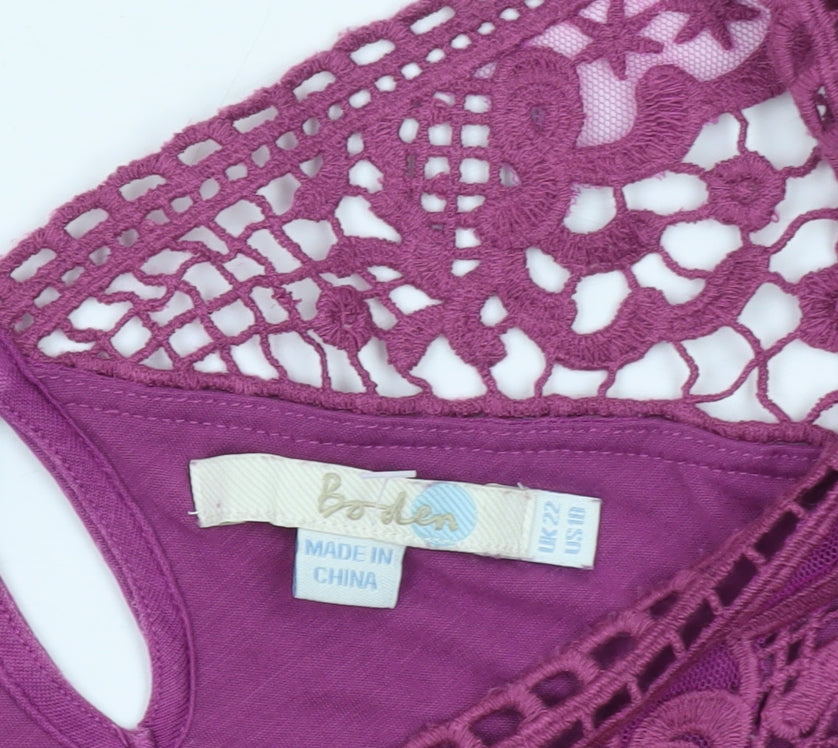 Boden Women’s Purple Crochet Sleeveless Blouse Size 12