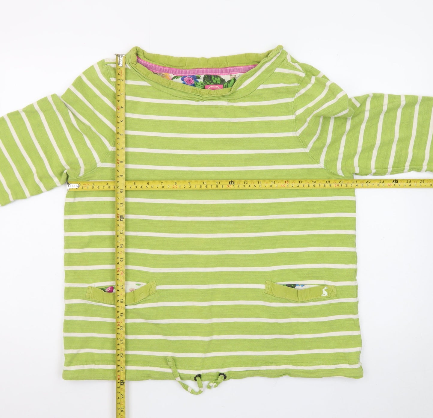 Joules Womens Green Striped Long Sleeve Cotton Top Size 14