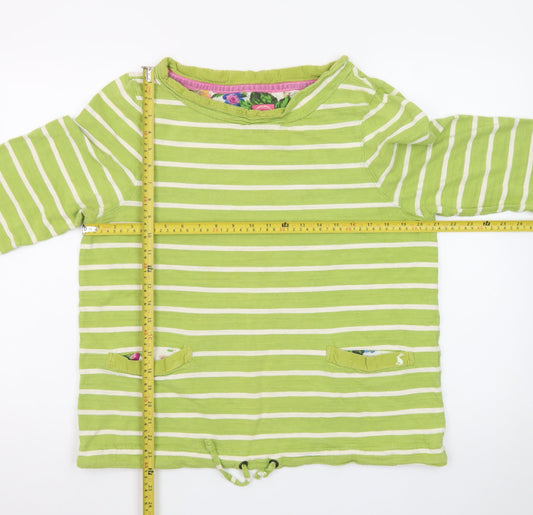 Joules Womens Green Striped Long Sleeve Cotton Top Size 14