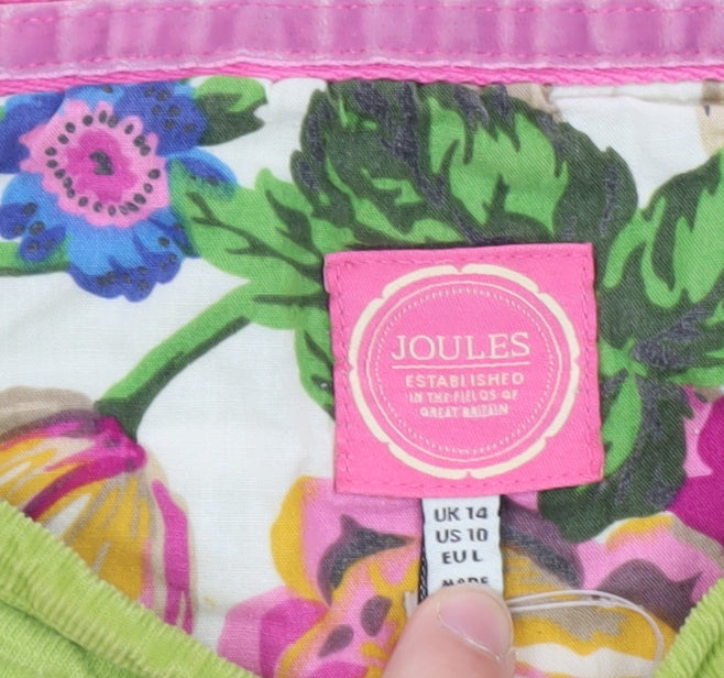 Joules Womens Green Striped Long Sleeve Cotton Top Size 14