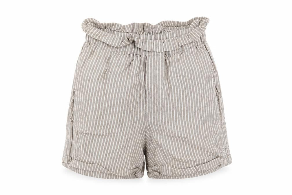 Thought Womens Beige Striped Linen Paperbag Shorts Size 6