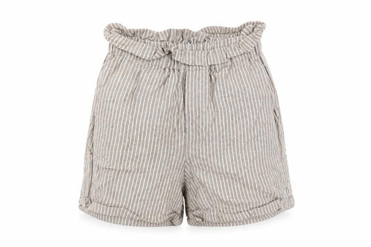 Thought Womens Beige Striped Linen Paperbag Shorts Size 6