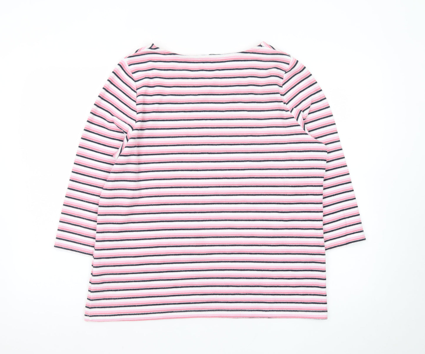 Bonmarché Women’s Pink Striped 3/4 Sleeve Jersey T-Shirt Size 16