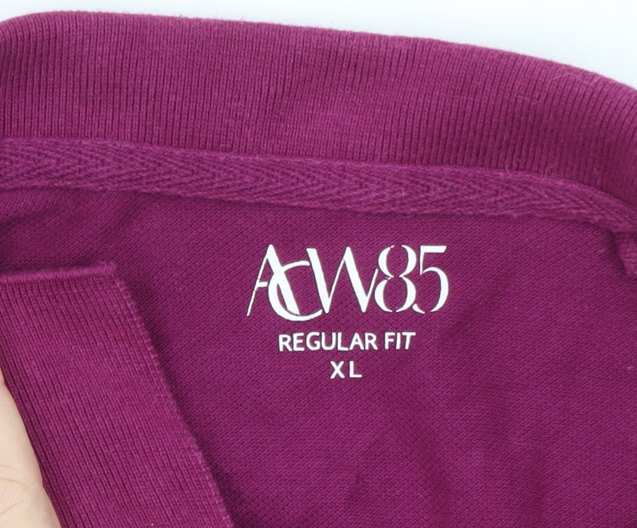 AW85 Men’s Purple Regular Fit Cotton Short Sleeve Polo Shirt XL