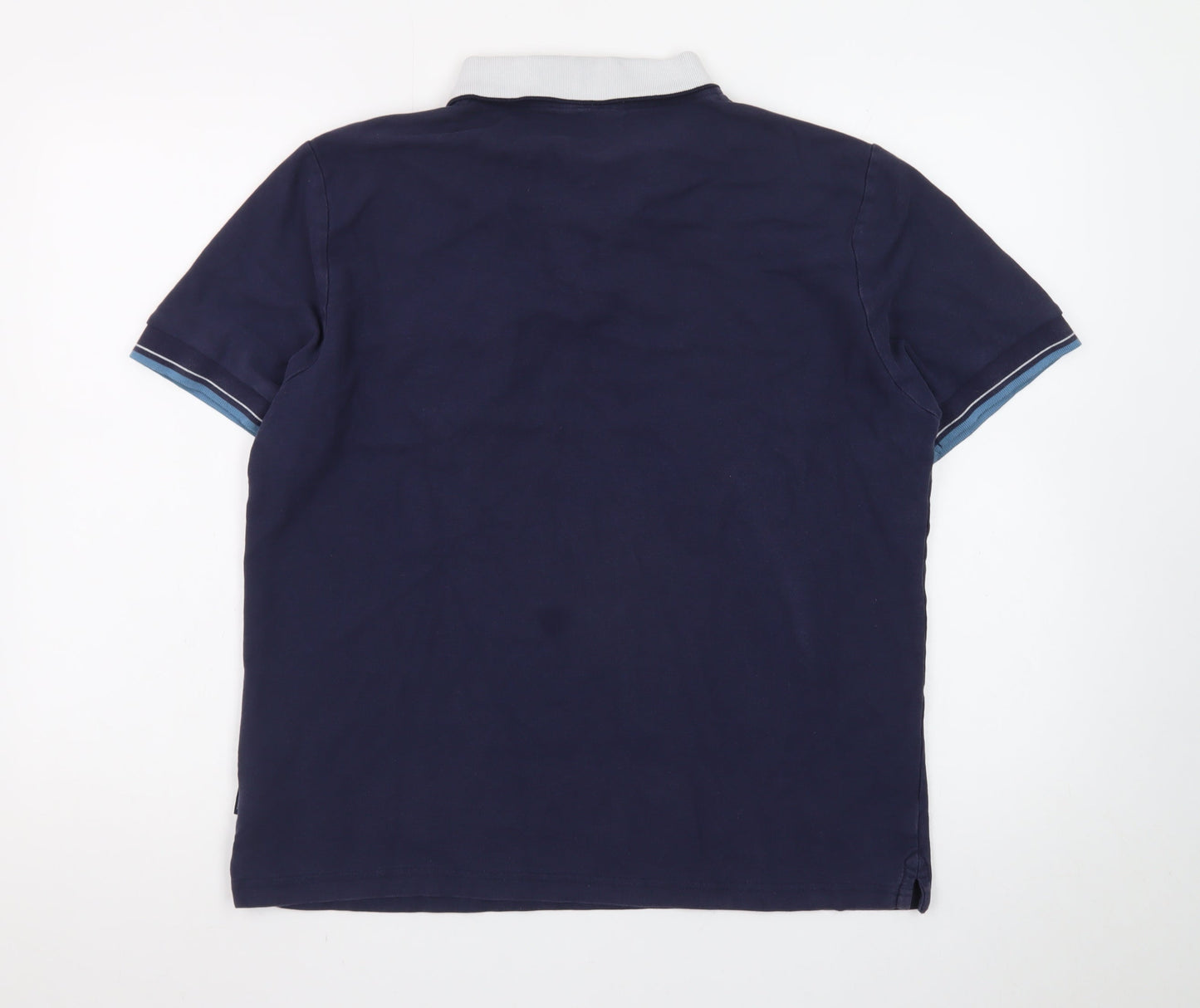 Ben Sherman Men's Blue Cotton Short Sleeve Polo Shirt L