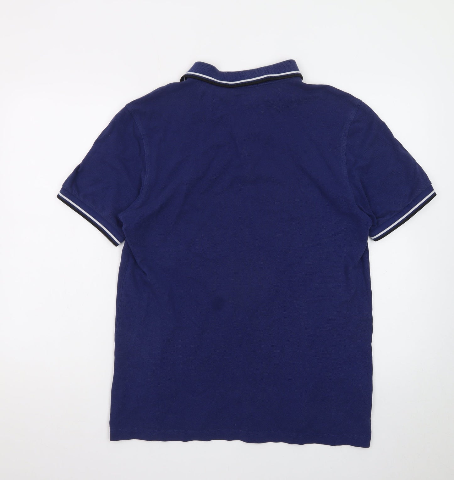 Fred Perry Men's Blue Cotton Polo Shirt L Short Sleeve Classic Fit