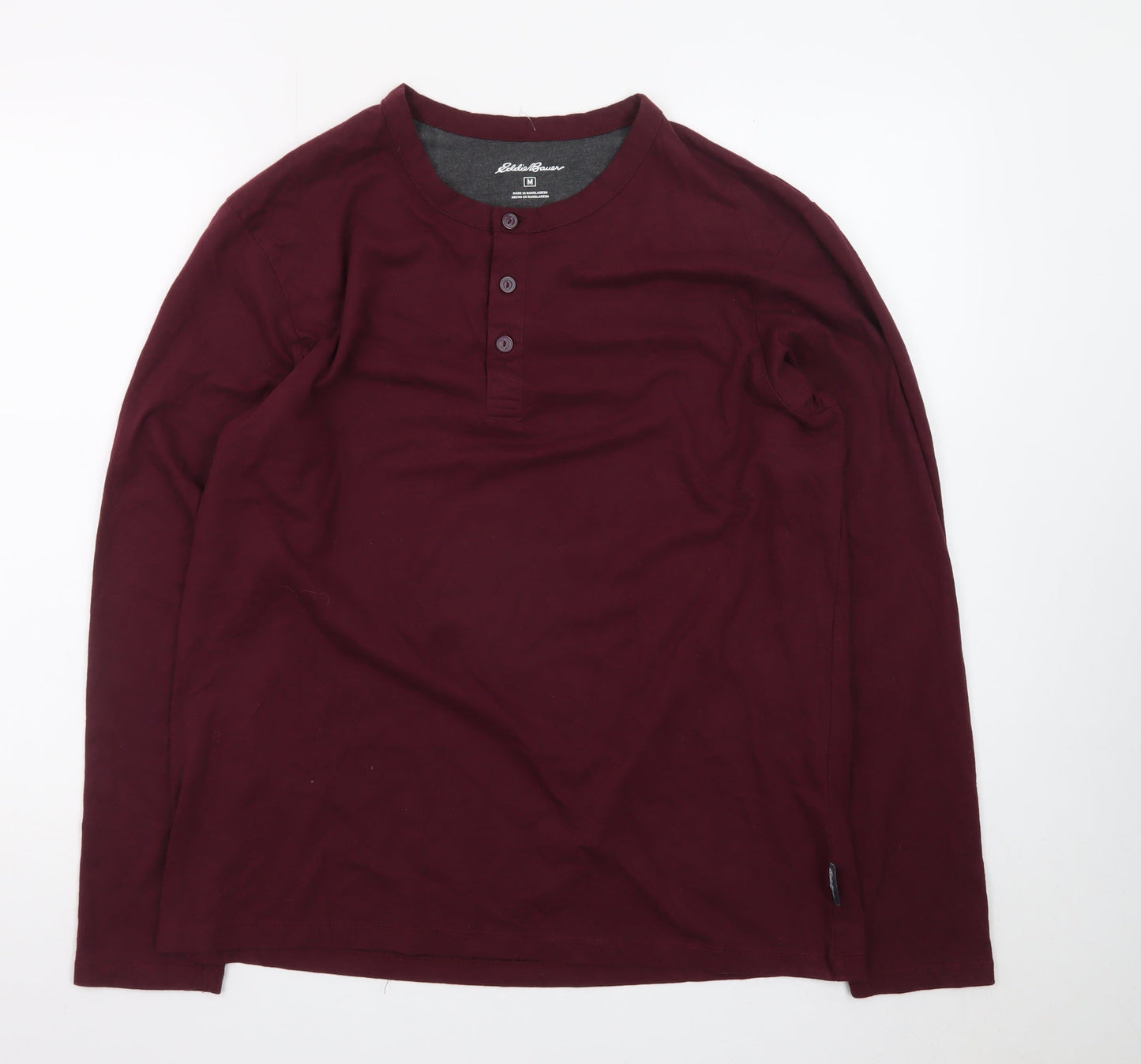 Eddie Bauer Men’s Red Long Sleeve Henley T-Shirt Size M Cotton Blend