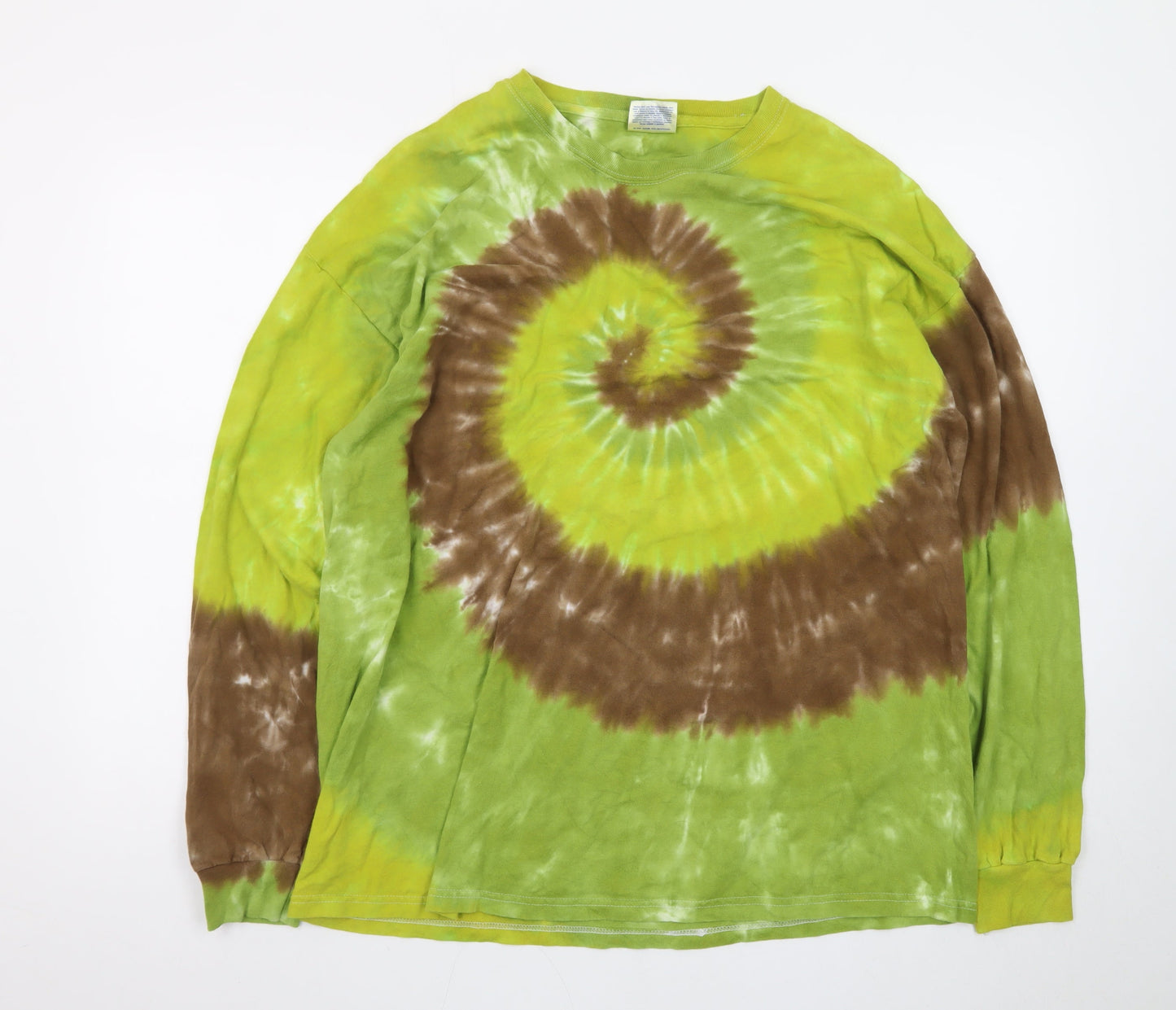 Hanes Heavyweight Men's XL Tie-Dye Long Sleeve T-Shirt Green Brown Retro