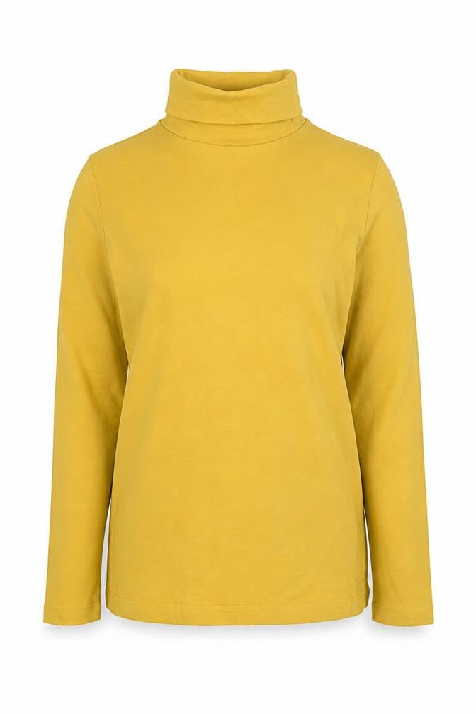 Poof! Women's Yellow Roll Neck Long Sleeve Stretch Top Size S