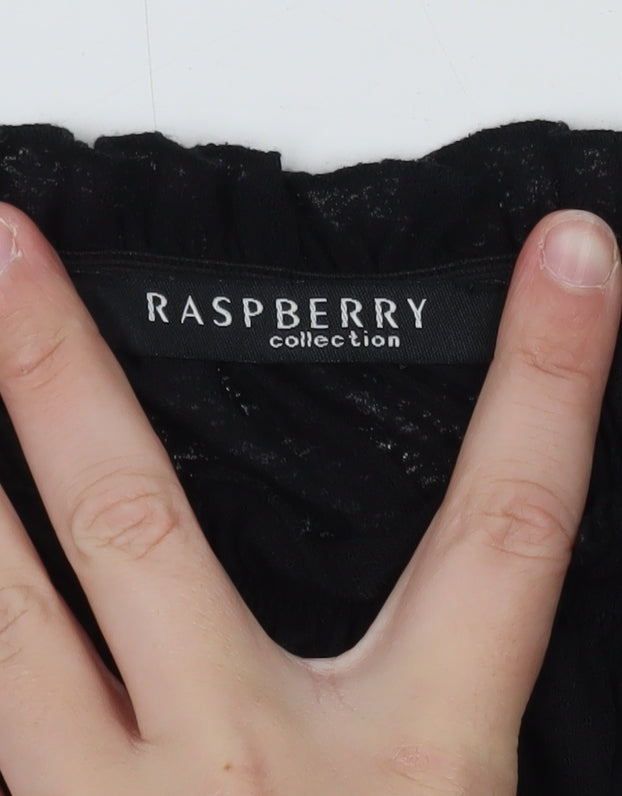 Raspberry Collection Women Black Off Shoulder 3/4 Sleeve Tunic Blouse Size 14